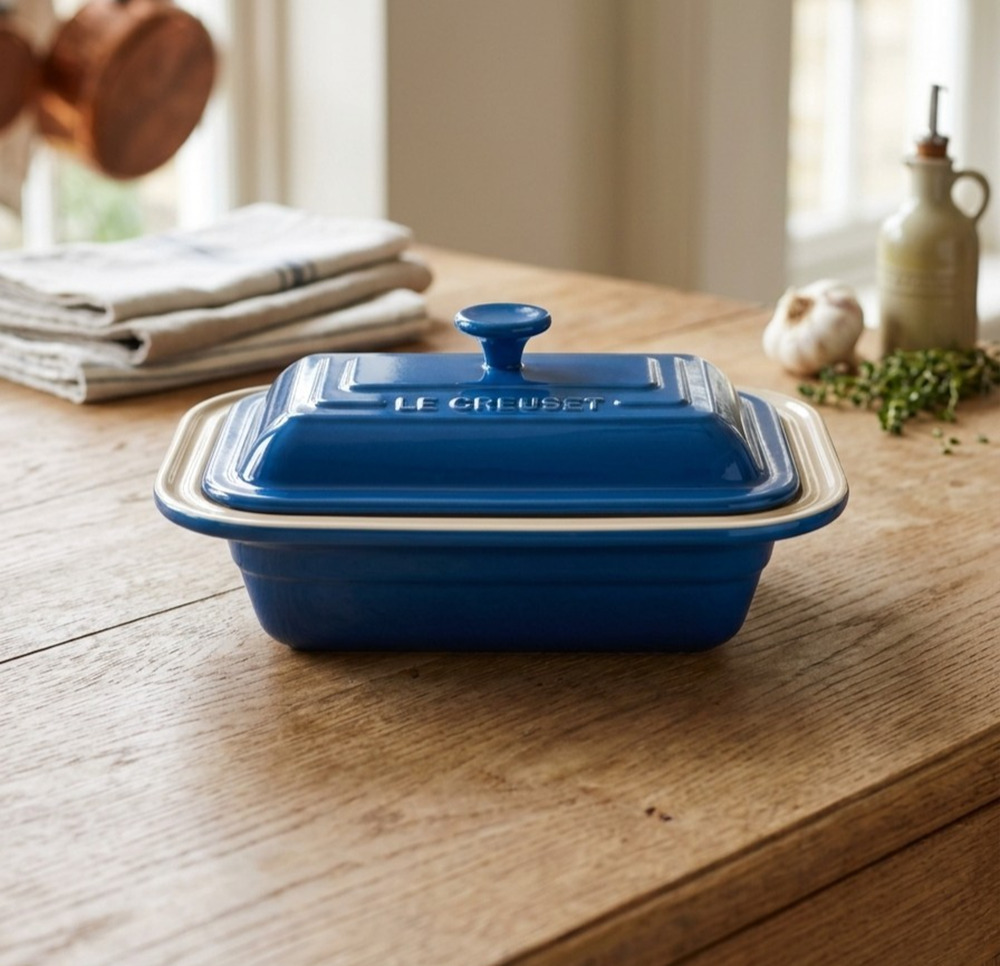 Le Creuset Blue Covered Casserole Baker Collectable Cookware RARE